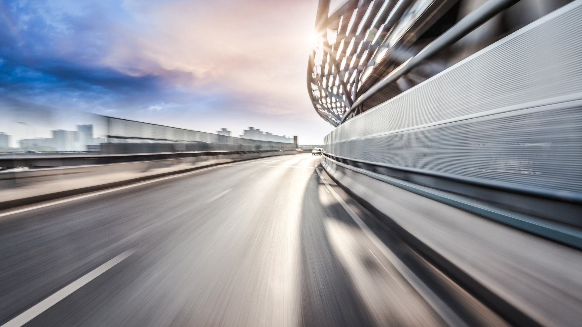 Open Highway with guardrail